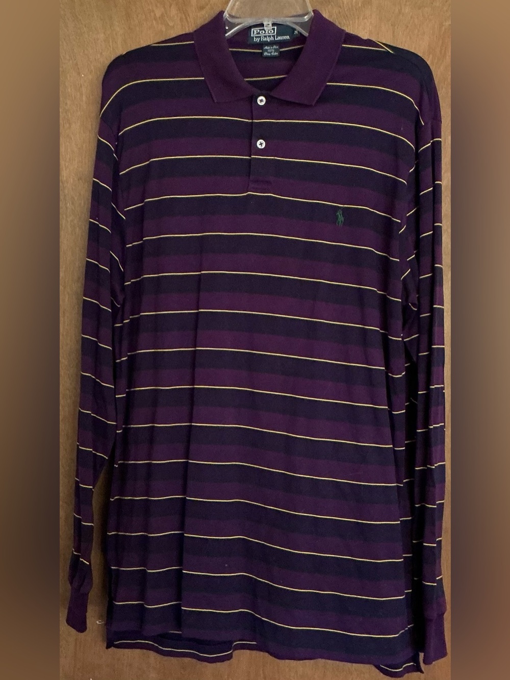 Vintage 90s Polo Ralph Lauren Long Sleeve Shirt M 100% Pima Cotton Striped Pony